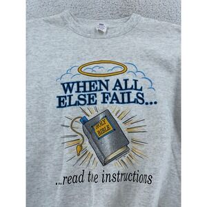 Vintage Holy Bible Sweatshirt Mens‎ M Religious Christian Instructions God 90s